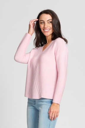 Twisted front V jumper-knitwear-Gaby's