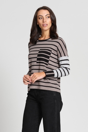 Striped  jumper with pocket-knitwear-Gaby's