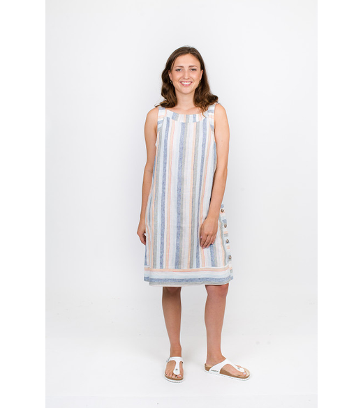 Side button stripe dress