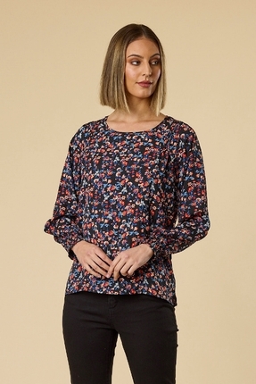 Harper pleat shoulder blouse-tops-Gaby's