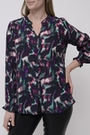 Button front print blouse