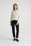 Merino collar trim V neck jumper