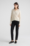 Merino collar trim V neck jumper