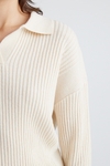 Merino collar trim V neck jumper