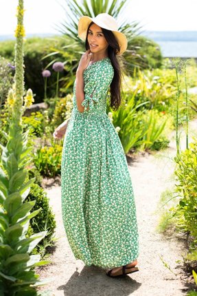 Spring garden pintuck maxi-dresses-Gaby's