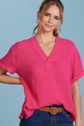 Gauze n Effect tee-tops-Gaby's