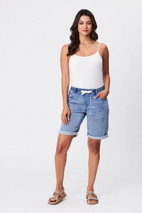 Knit denim short-shorts-Gaby's