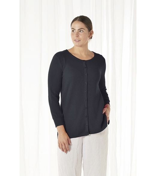 Essential 3/4 slv tuck stitch cardi