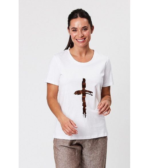 Dripping metallic cross tee