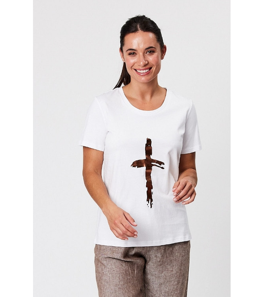 Dripping metallic cross tee