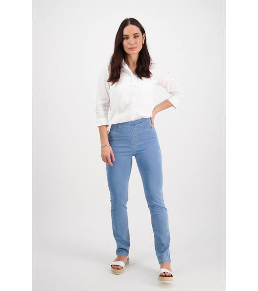 Slim leg lightweight denim pull-on