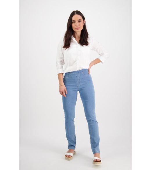 Slim leg lightweight denim pull-on