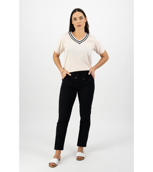Ankle grazer slim elastic waist pant