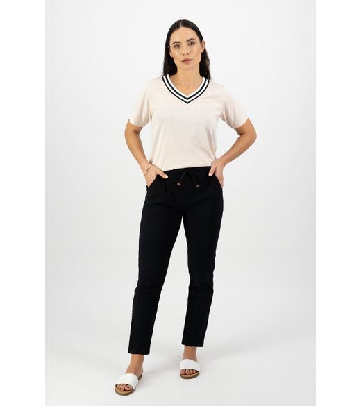 Ankle grazer slim elastic waist pant