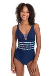 V neck binding swimsuit