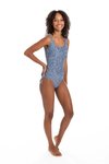 Gathered square neck swimsuit