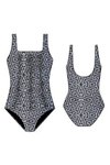 Gathered square neck swimsuit