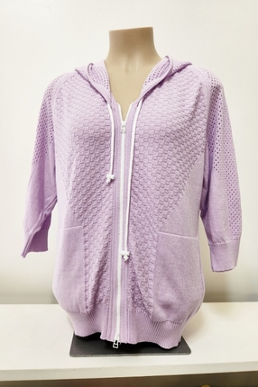 Mesh & texture zip hoodie-knitwear-Gaby's