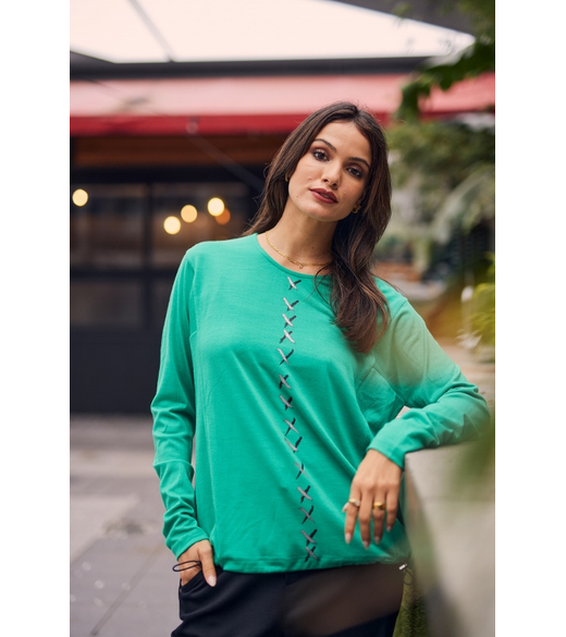 Jenny print front merino top