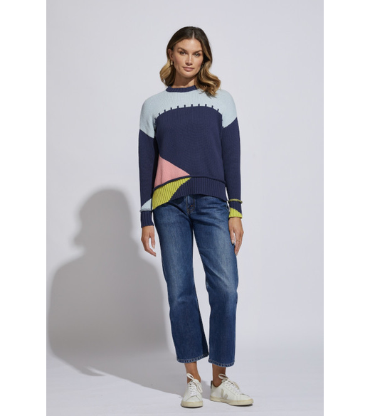 Intarsia trim jumper