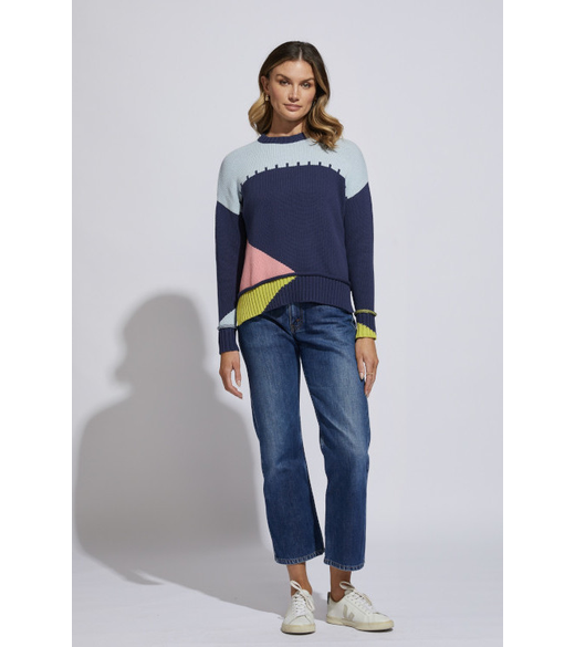 Intarsia trim jumper