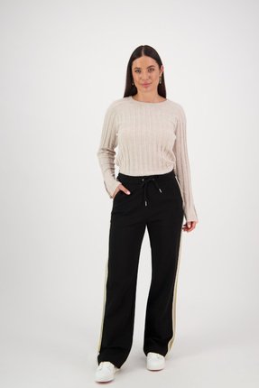 Wide leg pant with side stripe-pants-and-leggings-Gaby's