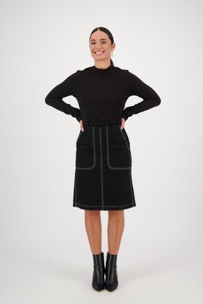 Wool mix skirt with top stitching-skirts-Gaby's