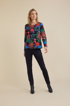 Dark floral print tee-tops-Gaby's