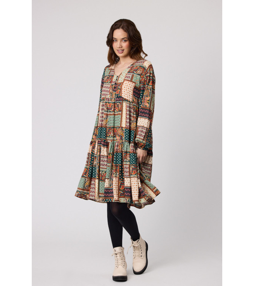 Armina print tiered dress