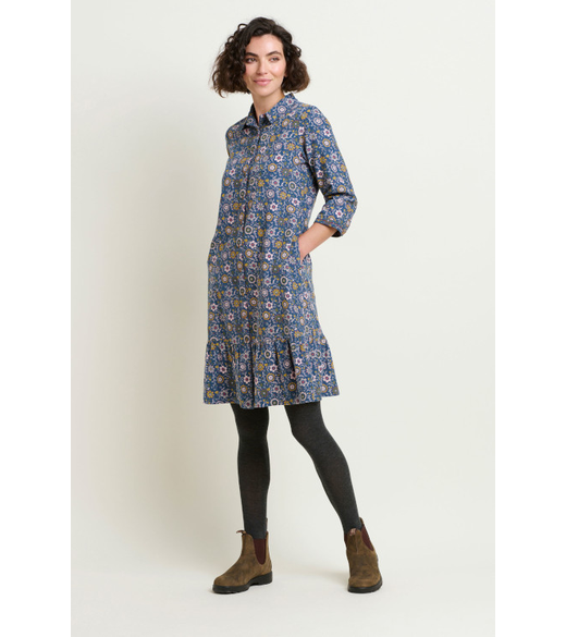 Folk floral cord dress