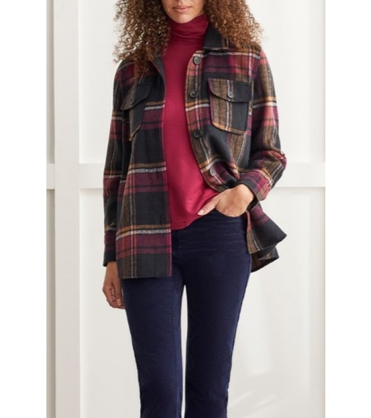 Mid-length plaid shacket