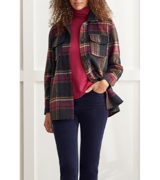 Mid-length plaid shacket