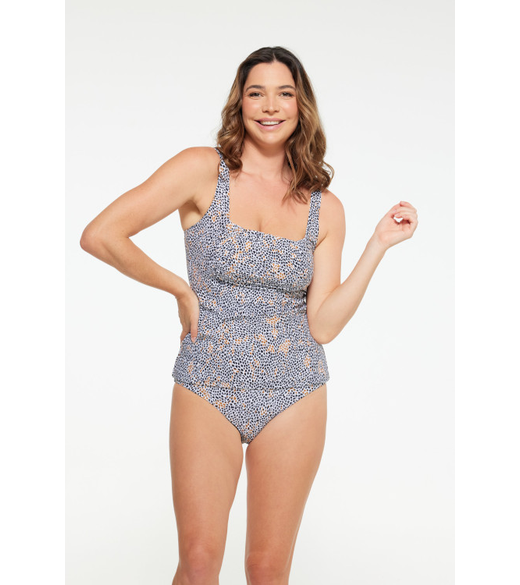 Tankini pleat top, high waist pant