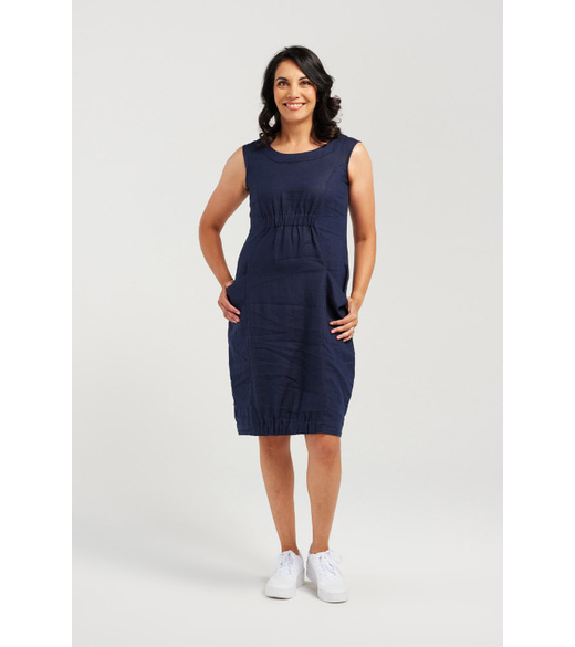 Two pkt elastic high waist dress