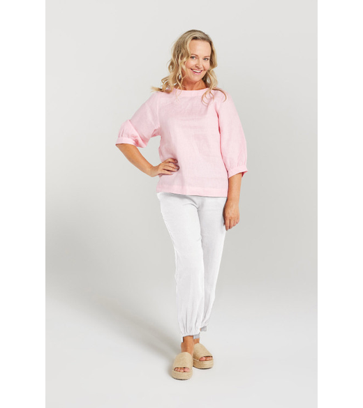 Elastic waist detail hem pant