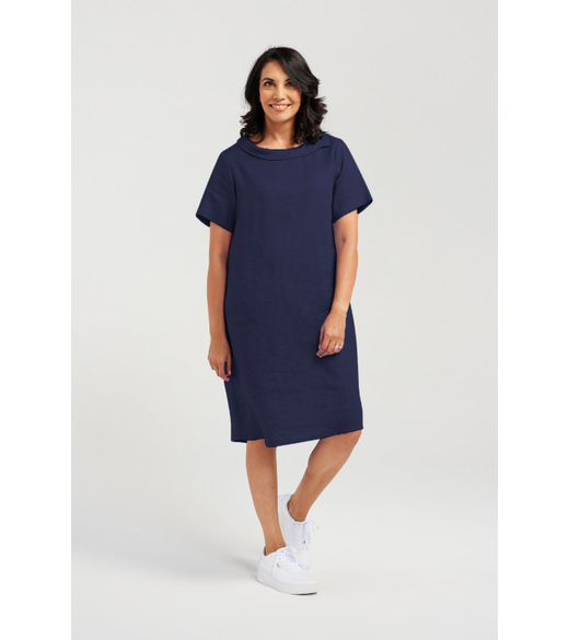 Linen button back dress
