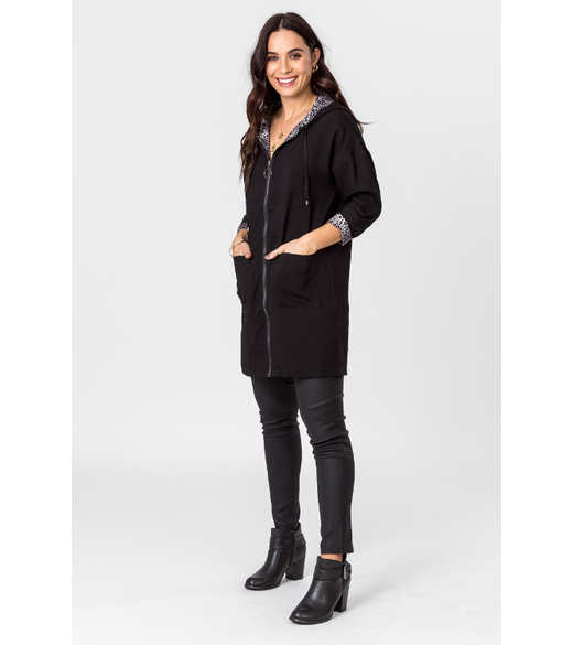 Hooded zip front tunic