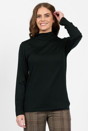 Merino polo neck top-tops-Gaby's
