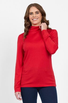 Merino polo neck top-tops-Gaby's