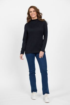 Merino polo neck top-tops-Gaby's