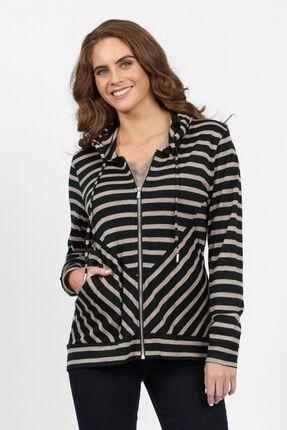 Merino zip front hooded jacket-knitwear-Gaby's