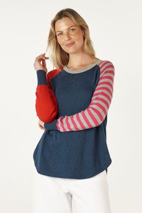 Spot + Stripe crew jumper-knitwear-Gaby's