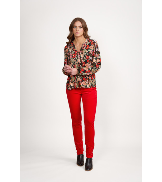 V neck top with piping detail