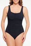 Gathered square neck swimsuit