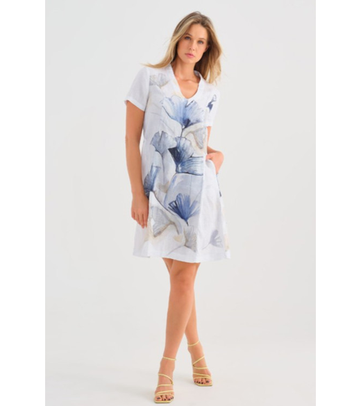 V neck linen dress