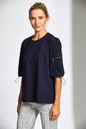 Taffeta sleeve top-tops-Gaby's