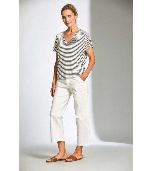 Stripe V neck T shirt