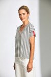 Stripe V neck T shirt