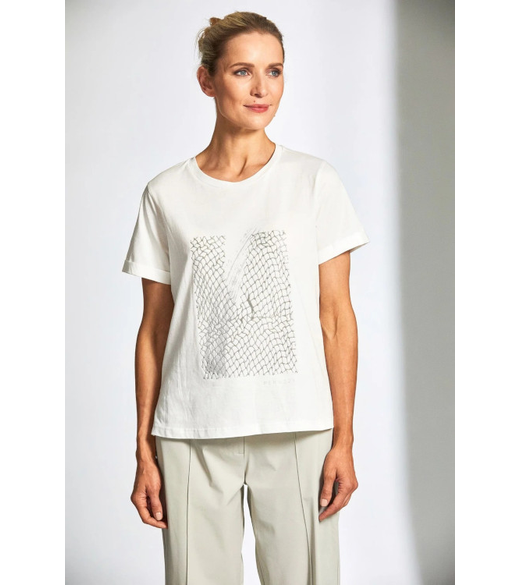 Net metallic print T shirt