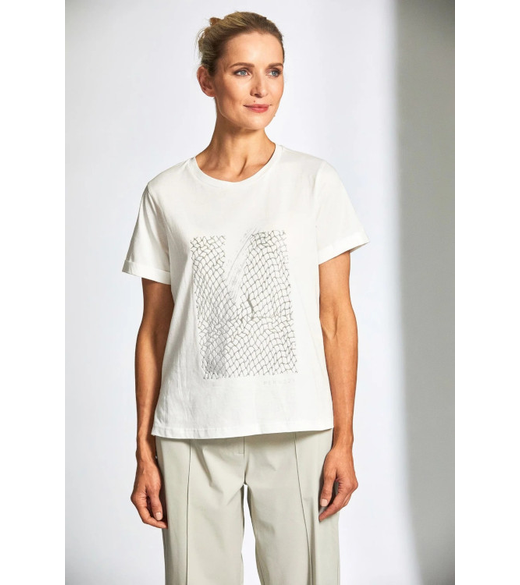 Net metallic print T shirt
